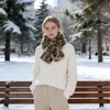Cachecol de pelúcia com estampa de leopardo para outono e inverno, quente, versátil, gola de leopardo para adultos, cachecol estilo coreano de imitação de pelo de coelho, cachecol feminino