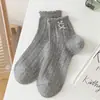 Calcetines con Lazos para Mujer, Calcetines Cortos de Malla Transpirable Finos de Verano, Calcetines de Media Pantorrilla Miu Estilo Ballet con Encaje Sin Costuras