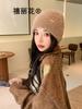 Gorro de Lana Grueso Cálido Estilo Coreano para Mujer Celebridad de Internet Mismo Modelo Moda Clásico para Exteriores Versátil a Prueba de Frío