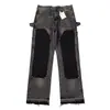 Ga Venta al por Mayor Comercio Exterior Transfronterizo Marca de Moda Jeans de Mezclilla Acampanados Lavados Desgastados Patchwork Unisex