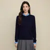 Suéter Base Estilo Coreano 100% Lana para Mujer, Cárdigan de Punto con Cuello de Invierno, Suéter Base Jacket de Manga Larga de Color Sólido para Mujer