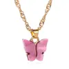 Collar Mariposa Transfronterizo Nuevo Acrílico Color Dulce para Mujer Combinable Cadena Clavícula Distintivo Celebridad de Internet Moda Collar de Personas a la Moda