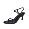 Sandalias para Mujer 2026 Nuevo Modelo de Verano, Estilo Popular en Línea, Tacón Fino, Correa Única con Hebilla, Sandalias de Tacón Alto, Punta Abierta Sexy, Versión Coreana