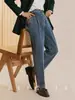 Pantalones Rectos de Cintura Alta Estilo Retro Nápoles Otoño e Invierno Estilo Japonés para Hombre Mezcla de Denim Lavado Pesado Pantalones Casuales de Vestir
