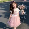 Conjunto de Verano para Niñas 2026 Nuevo Conjunto de Tres Piezas de Verano para Niños Elegante Lindo Pastel Degradado Vestido Hinchado de Princesa
