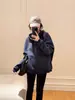 Sudadera con capucha gris, chaqueta versátil estilo coreano para mujer, nueva sudadera deportiva informal holgada estilo americano otoño 2026