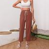 Bai Fen Zhi Yi Amazon Transfronterizo Verano Europeo y Americano Versátil Casual Simple Algodón y Lino Pantalones Rojos Acortados de Pierna Recta