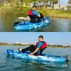 Barcos de pesca con señuelo, kayaks de pedales, barcos rígidos, canoas de una o dos plazas con división en dos o tres secciones, kayaks modulares.