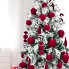 Decoraciones Navideñas Transfronterizas, Juego de 24 Piezas, Bolas de Plástico con Aterciopelado Forma de Bastón de Caramelo, Bolas Colgantes Navideñas