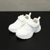 Zapatos deportivos de microfibra con hebilla giratoria para primavera y otoño, para niñas y niños, zapatos de estudiante, zapatos casuales blancos 6353