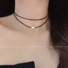 Cadena de Perlas Negra de Alta Gama para Mujer Estilo Ins Dulce Fresca Pequeño Lazo Fragante Gargantilla Cadena Clavicular Especiada