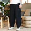 Pantalones de Lino de Verano para Hombre Holgados Estilo Chino Talla Grande Pantalones de Pierna Ancha para Hombres Gordos Pantalones de Entrepierna Grande Pantalones Harem Ligeros Pantalones Casuales Cortos