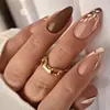 Pegatinas de Uñas Europeas y Americanas Transfronterizas Usables, Pegatinas de Uñas Usables Marrones Simples y Elegantes, Caja de 24 Piezas al por Mayor