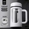 Taza de Plástico-Vidrio Grueso de Gran Capacidad con Asa para Oficina Preparación de Té Taza de Agua Taza de Vidrio de Doble Capa de Plástico Impresión de Logotipo Serigrafiado