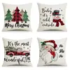 Funda de Almohada Navideña de Invierno al por Mayor Dibujos Animados Navideños Coche Rojo Pequeño Funda de Cojín con Impresión Digital Funda de Cojín Trasero