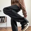 Jeans de Otoño e Invierno para Hombre Sueltos Estilo Coreano High Street Pierna Ancha Estudiantes Cremallera Abertura Casual Combinables Rectos Pantalones Largos