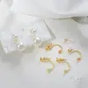 Brincos de Pino Porta-Contas Cor C Preservador de Cor Banhados a Ouro 14K Brincos de Agulha para Contas com Meio Furo Acessórios para Brincos de Pérola DIY Feitos à Mão