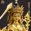 Estátua totalmente dourada do "Bodhisattva Manjushri" de uma aldeia de Xizang, decoração para casa interna, incrustada com contas coloridas, ornamento de estátua de Buda de cobre "Manjushri Shili"