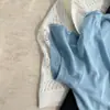 Camiseta de Manga Curta com Botões Meio Abertos e Pregas para Mulheres, Emagrecimento, Azul Gelo, Contém Seda e Liocel, Bodycon, Top Refrescante