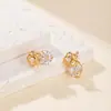 Brincos Minimalistas de Flor de Rosa para Mulheres, Design de Coração Estilo Ins, Brincos de Cobre com Zircônia de Luxo Leve, Moda de Verão de Nicho