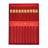 Nuevos Palillos Domésticos Rojos de Aleación para Boda al por Mayor Estilo Chino Festivo Regalo Antideslizante Caja de Regalo para Inauguración de Casa Juego