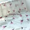 Tecido para Roupa de Casa com Estampa de Flamingo em Desenho Animado, Crepe de Algodão Seersucker, Gaze de Camada Dupla, Tecido para Roupa de Dormir Lua