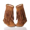 Botas de Neve Modelo Novo Exportação Primavera, Outono, Inverno Casual Salto Baixo Camurça Franja Meio da Panturrilha Tamanho Grande 40-43 1210