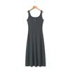 Vestido Longo de Tricô Runqi Tamanho Grande com Decote Quadrado, Cintura Marcada por Botões e Alças de Tricô 8870 Novo Estilo Francês Vestido Longo Colete Feminino