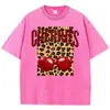 Camiseta Lavada Cherry Perfection para Mujer Algodón Estampados de Leopardo