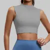 Colete Esportivo de Nylon de Alta Intensidade com Gola Alta Pequena para Roupa Externa, Protetor de Peito Integrado, Camiseta Top Fitness Yoga à Prova de Choque