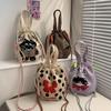 Bolso Cruzado, Versátil Nuevo Patrón de Dibujos Animados de Nicho, Lindo Bolso para el Almuerzo, Bolso Cubo Portátil con Cordón, Bolso de Axila