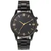 Reloj de moda para hombre con números romanos, puntero negro minimalista, calendario redondo, reloj de cuarzo, reloj al por mayor