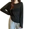 Nova camisa de proteção solar longa, de caimento solto, semitransparente, para mulheres, tamanho grande, básica, gola redonda, cor azul céu de verão, para mulheres