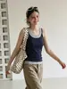 Sexy camisola de estilo americano de dos piezas falsas de alta gama impresionante para mujer, top ajustado sin mangas de verano para llevar solo o debajo