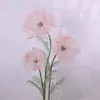 Flores de papoula artificiais com decoração de organza para vitrines, arranjos florais de shoppings, decorações de eventos e flores artificiais de chão para casamentos