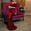 Invierno 2027 Nuevo Transfronterizo Amazon Ebay Terciopelo Hombros Descubiertos Irregular Vestido de Noche Elegante y con Estilo