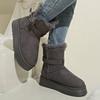 Botas de Nieve del Noreste con Suela Gruesa y Piel Integrada para Mujer, Nuevo Estilo de Invierno, Forradas de Felpa, Cálidas, Antideslizantes, Zapatos de Algodón sin Cordones