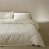 Conjunto de lençóis de algodão puro, conjunto de quatro peças com algodão de fibra longa e acabamento escovado, apresentando uma borda ligeiramente mais larga, disponível como conjunto de quatro ou três peças, incluindo um lençol com elástico e fronha de edredom, conjunto de cama