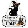 Produto de madeira estilo explosivo transfronteiriço, Placa de boas-vindas pendurada em formato de gato preto para Halloween, Atacado exclusivo do mercado de pequenas mercadorias de Yiwu