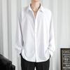 LKTM Hombre# Camisa de Manga Larga de Seda de Hielo Fina para Primavera y Verano para Hombre ins Yuppie Avanzado Guapo Suelta Drapeada