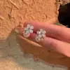 Pendientes de Flor Azul Super Hada Perla para Primavera y Verano Pendientes Mujer Franceses Nicho de Gama Alta Elegantes para Viajar Pendientes Versátiles