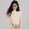 Blusa Rosa Dopamina con Mangas Volantes para Mujer, Top Chic con Lazo, Camiseta Base Ajustada Dulce y Picante