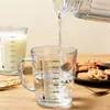 Vaso de agua de vidrio engrosado, gran capacidad, transparente con escala y asa, adecuado para bebidas del desayuno de los niños y consumo de leche de adultos