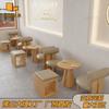 Cafetería de Té con Leche de Moda Estilo Coreano Cabina Sofá Mesa y Sillas Vintage Comedor Restaurante Occidental Mesa y Sillas de Tablero Marino