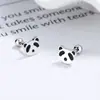 Brincos de Tarraxa com Fio Mini Panda Feminino Prata Esterlina 925 Estilo Coreano Personalizados Fofos Simples Joia para Orelha