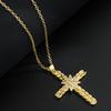 Colar transfronteiriço europeu e americano, masculino e feminino, hip-hop, cobre, banhado a ouro, zircônia, pingente, colar de cruz, acessórios personalizados da moda