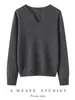 Nuevo Suéter de Punto para Mujer 2026 Otoño/Invierno de Cachemira Pura Cepillado Cuello Redondo en V Holgado Moda Estilo Perezoso