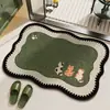 Tapete de Chão para Banheiro de Lama de Diatomáceas com Desenhos Animados, Tapete Absorvente de Secagem Rápida Antiderrapante para Porta de Banheiro, Tapete para Porta de Cozinha Doméstico