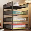 Estantería de escritorio, estante de almacenamiento de libros vertical multicapa con divisiones, soporte de libros de gran capacidad para estudiantes y uso doméstico