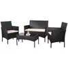 Exportación de Modelos Más Vendidos en Stock al por Mayor Muebles de Exterior Mesa y Silla de Mimbre Sintético Juego de Cuatro Piezas Sofá de Mimbre para Patio Terraza Balcón